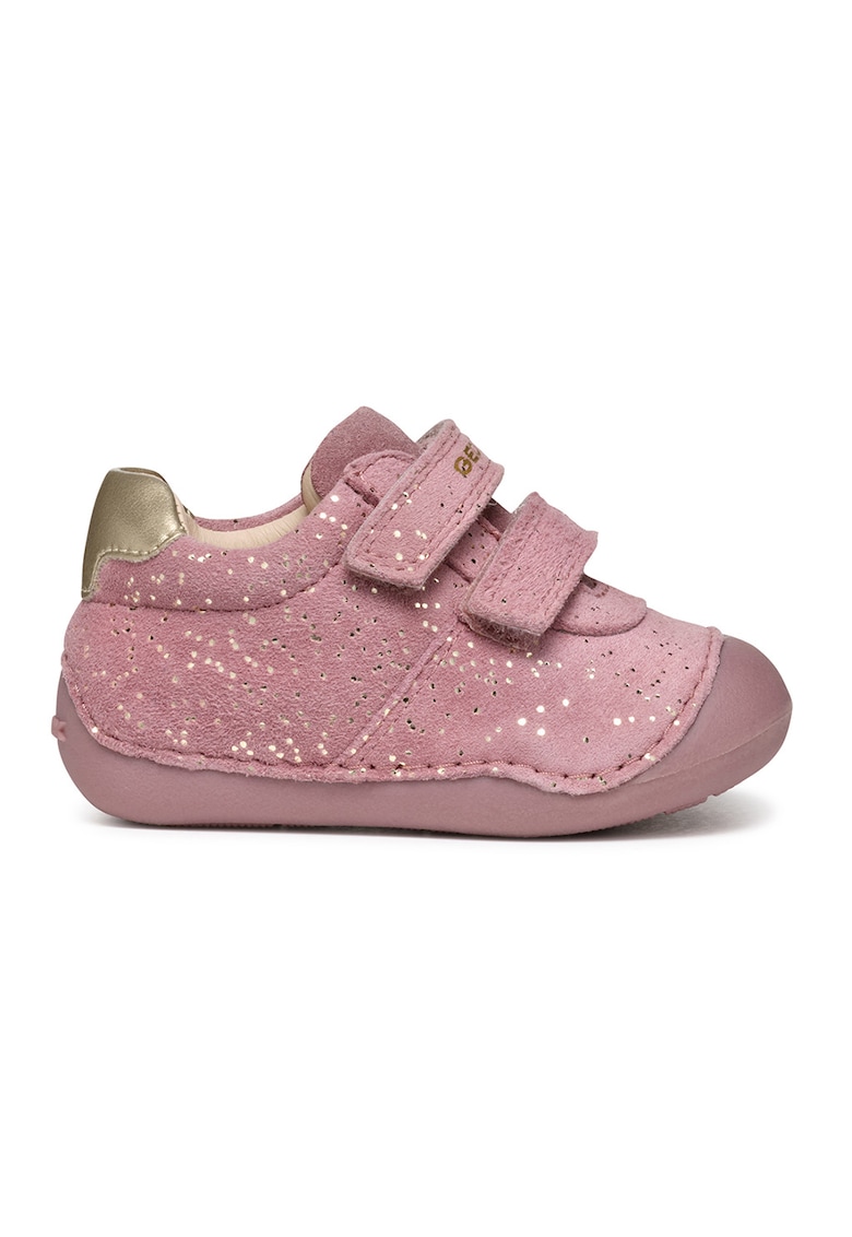 Oferte la Pantofi sport de piele intoarsa cu velcro si imprimeu - Roz prafuit