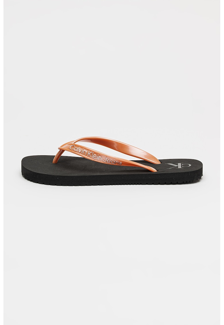 Oferte la Papuci flip-flop cu logo in relief - Portocaliu persan