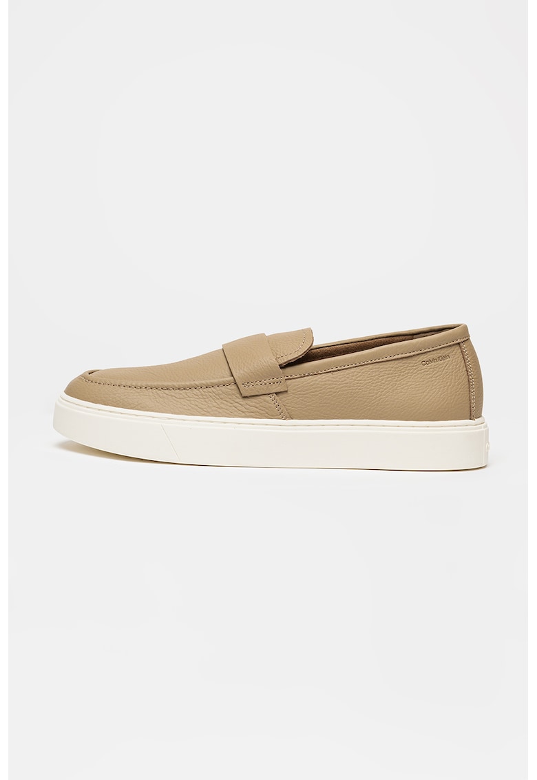 Oferte la Pantofi loafer din piele cu varf rotund - Maro camel