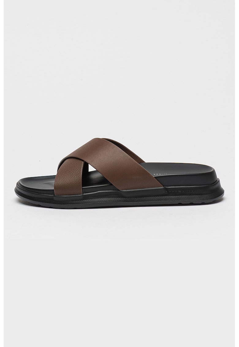 Oferte la Papuci din piele Density - Maro inchis