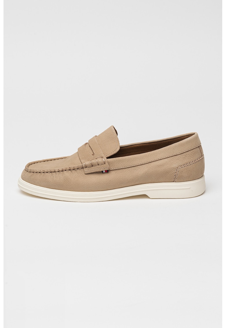 Oferte la Pantofi loafer din piele intoarsa cu varf rotund - Maro nisip