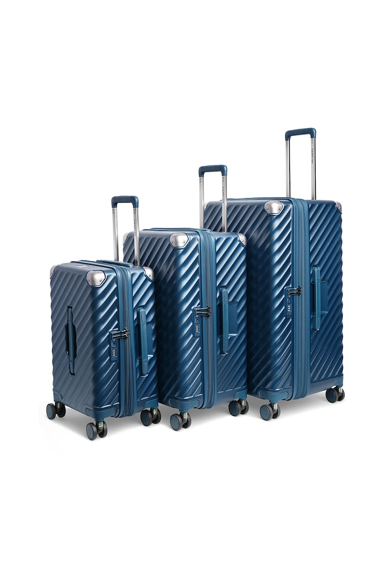 Oferte la Set trolere extensibile  Trunk - policarbonat - 1 bagaj de cabina si 2 de cala - cifru TSA - 4 roti cu suspensii - albastru - 56 cm/66 cm/77 cm