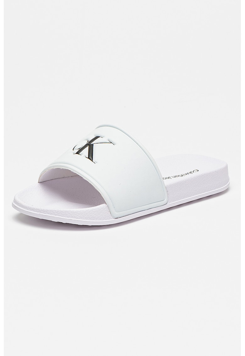 Oferte la Papuci cu logo - Alb/Negru