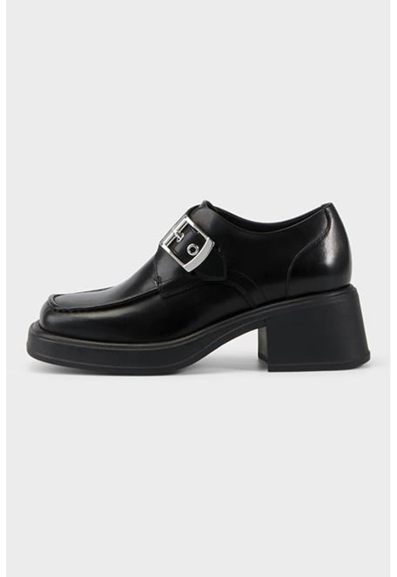 Oferte la Pantofi de piele cu toc masiv - Negru