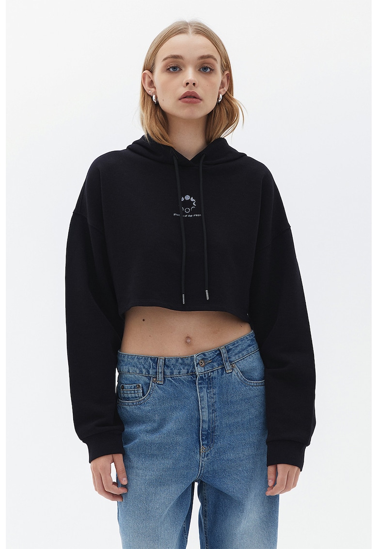 Oferte la Hanorac crop supradimensionat - Negru