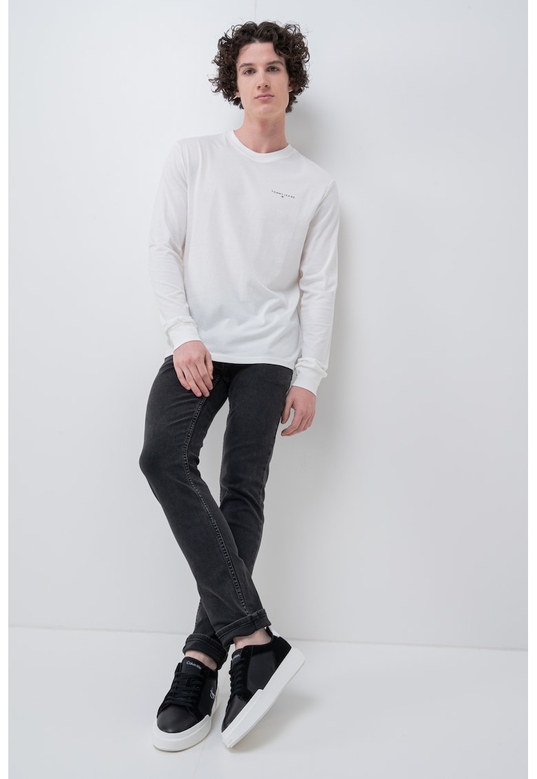 Oferte la Bluza slim fit cu decolteu la baza gatului - Alb