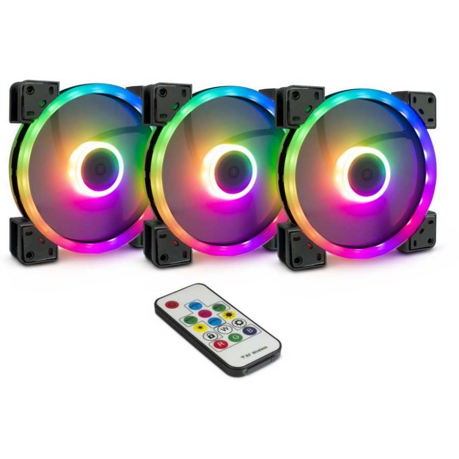 Oferte la Set 3 Ventilatoare RS-14 140mm Iluminare ARGB