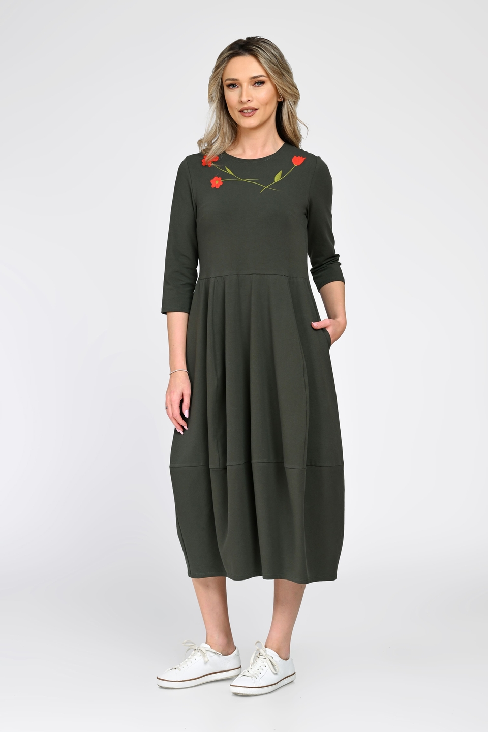 Oferte la Rochie Dama, Eranthe, Baloon, tip Lalea, cu Pictura Realizata Manual V367