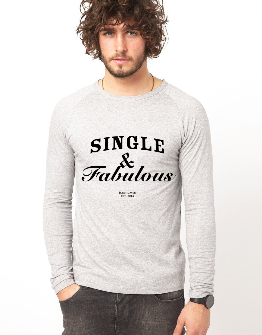 Bluza gri, barbati, Single & Fabulous