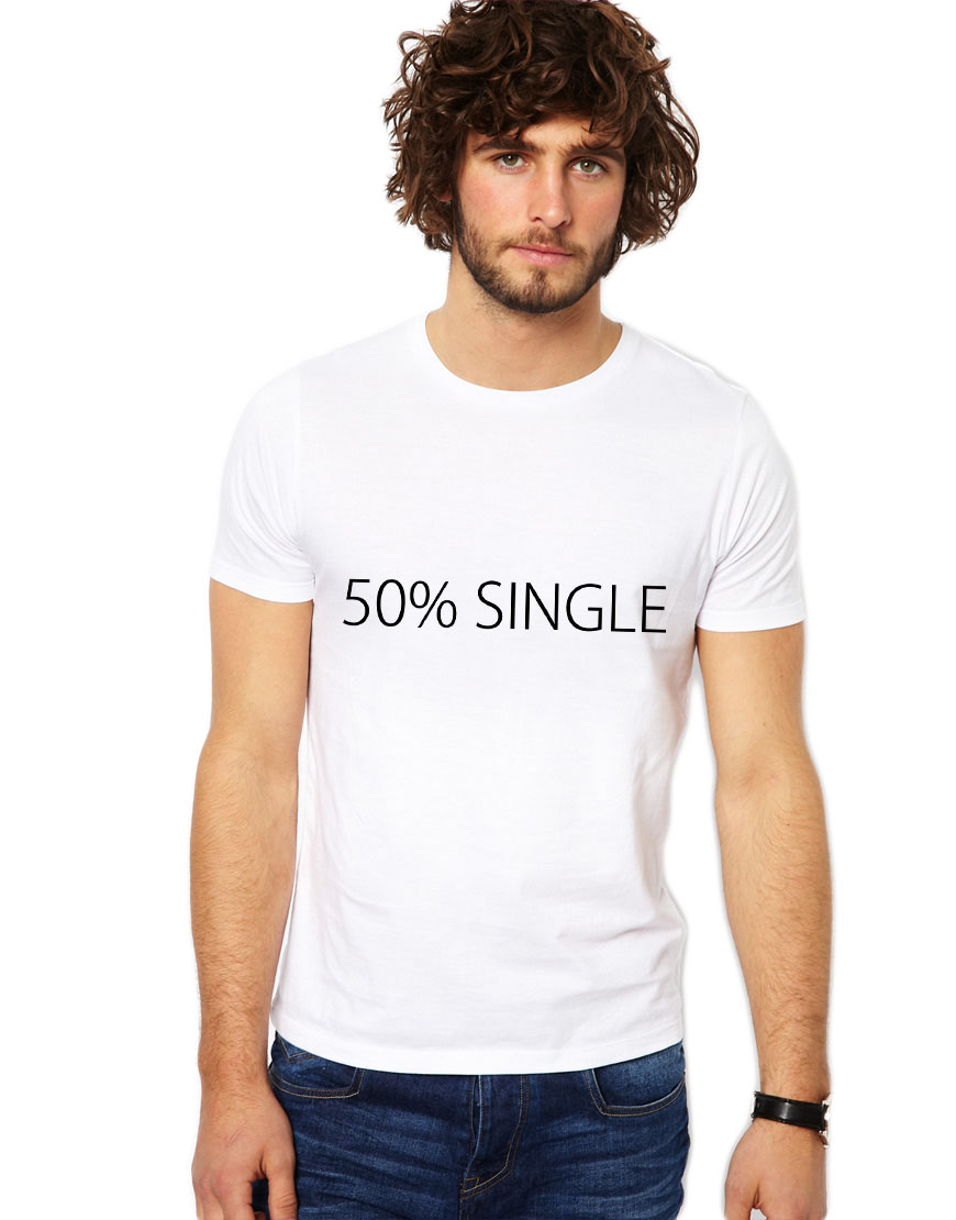 Tricou barbatesc alb 50% Single