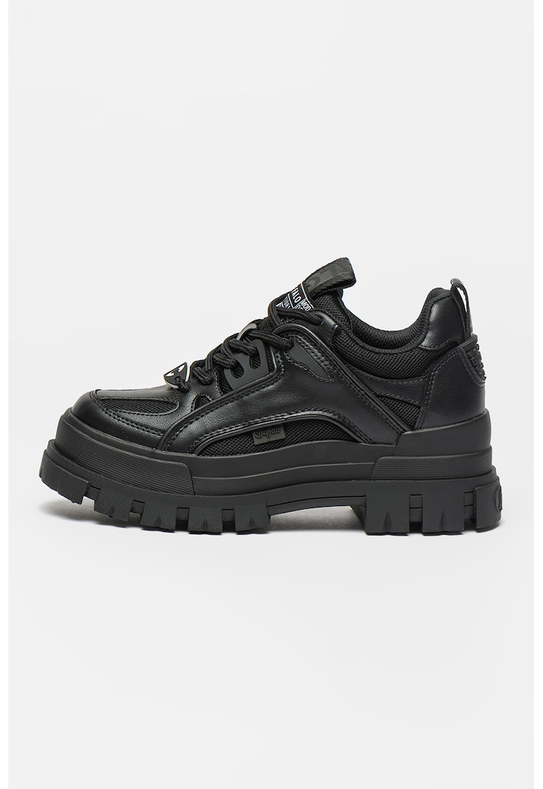 Oferte la Pantofi sport din piele ecologica cu garnituri din plasa Aspha - Negru