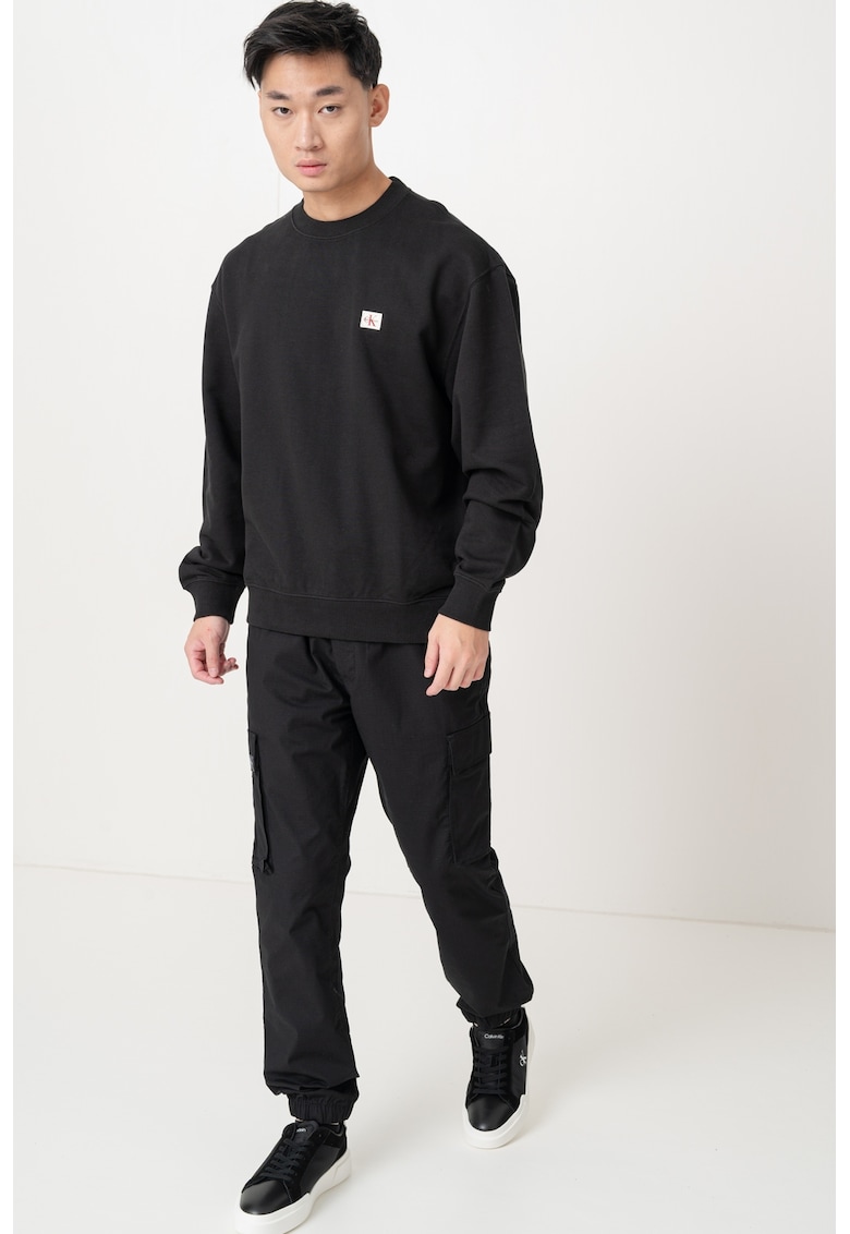 Oferte la Bluza de trening lejera cu decolteu la baza gatului - Negru