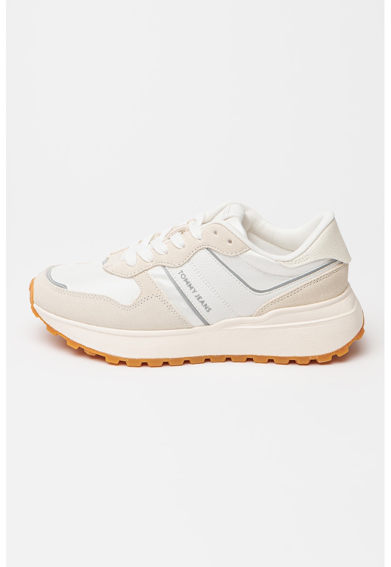 Oferte la Pantofi sport low-cut cu garnituri din piele intoarsa - Caramel/Crem