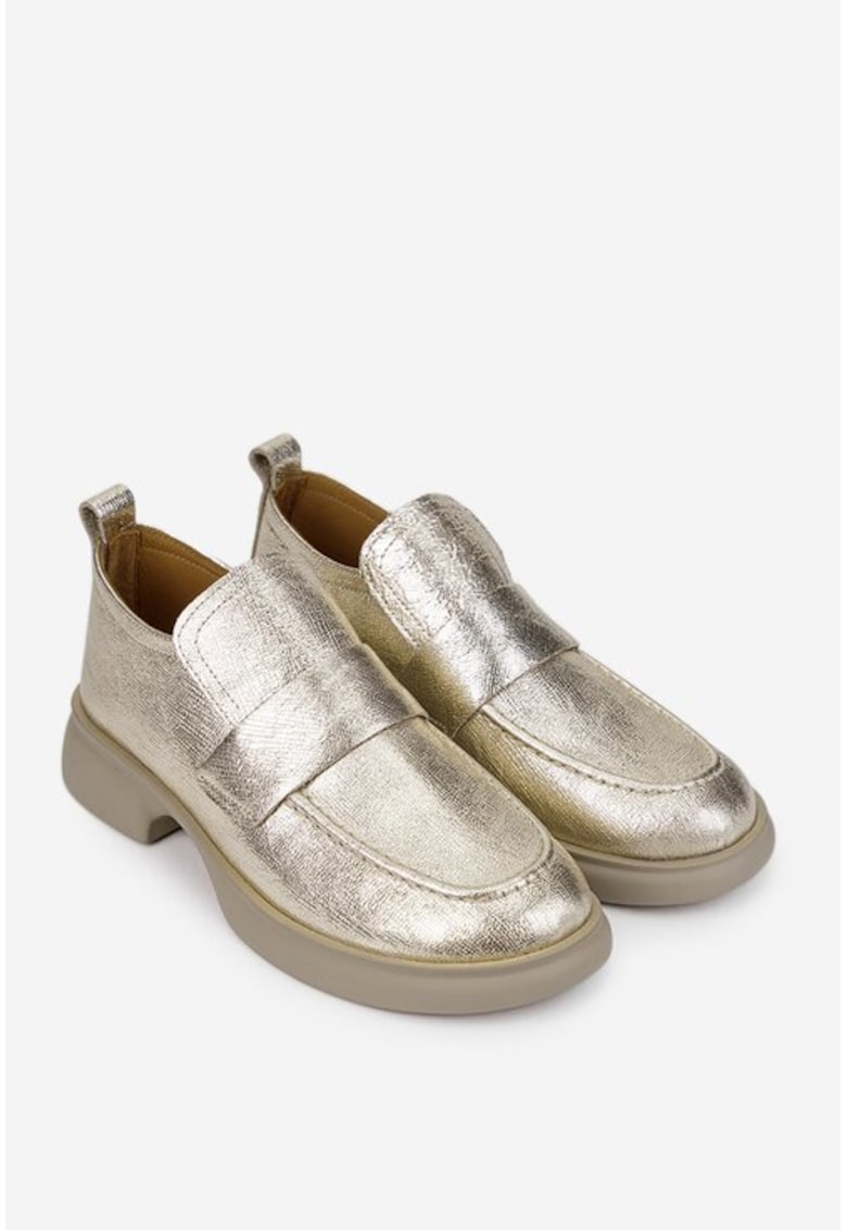 Oferte la Pantofi dama aurii din piele cu model