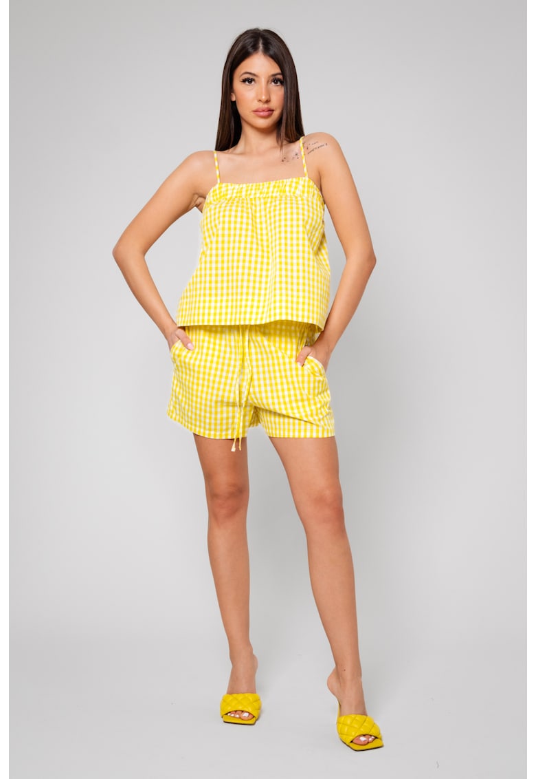 Oferte la Set Top cu bretele si Pantalon scurt Yellow/White 12094 - Alb/Galben