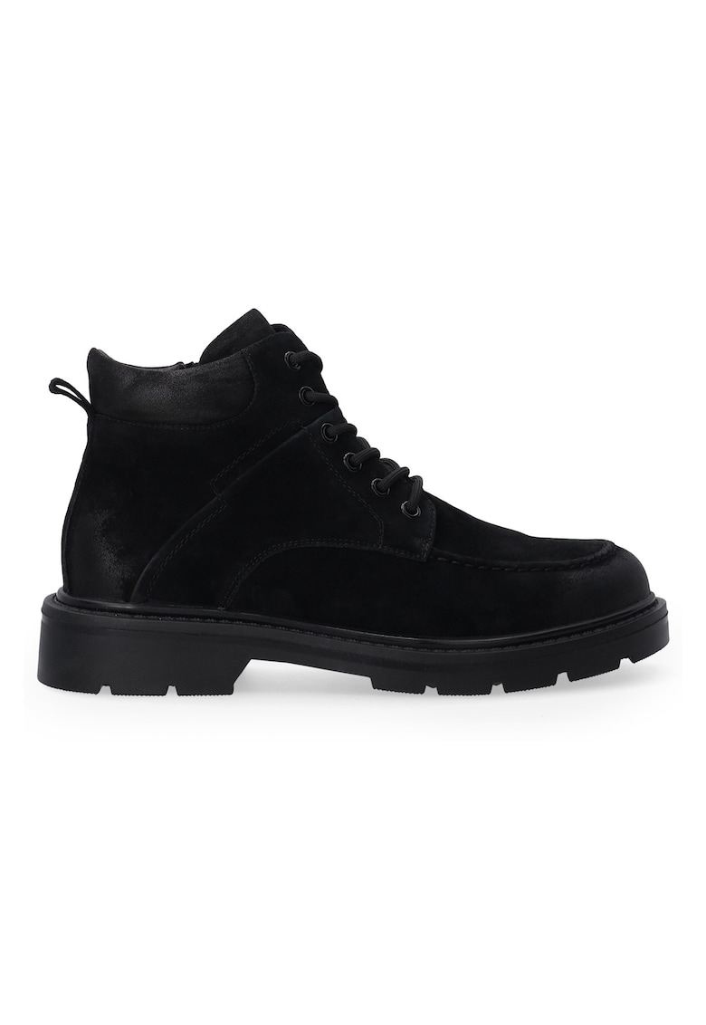 Oferte la Ghete din piele intoarsa cu fermoar - Negru