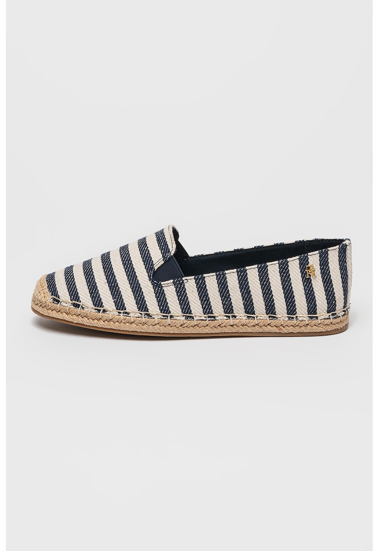 Oferte la Espadrile din bumbac cu model in dungi - Alb fildes/Bleumarin