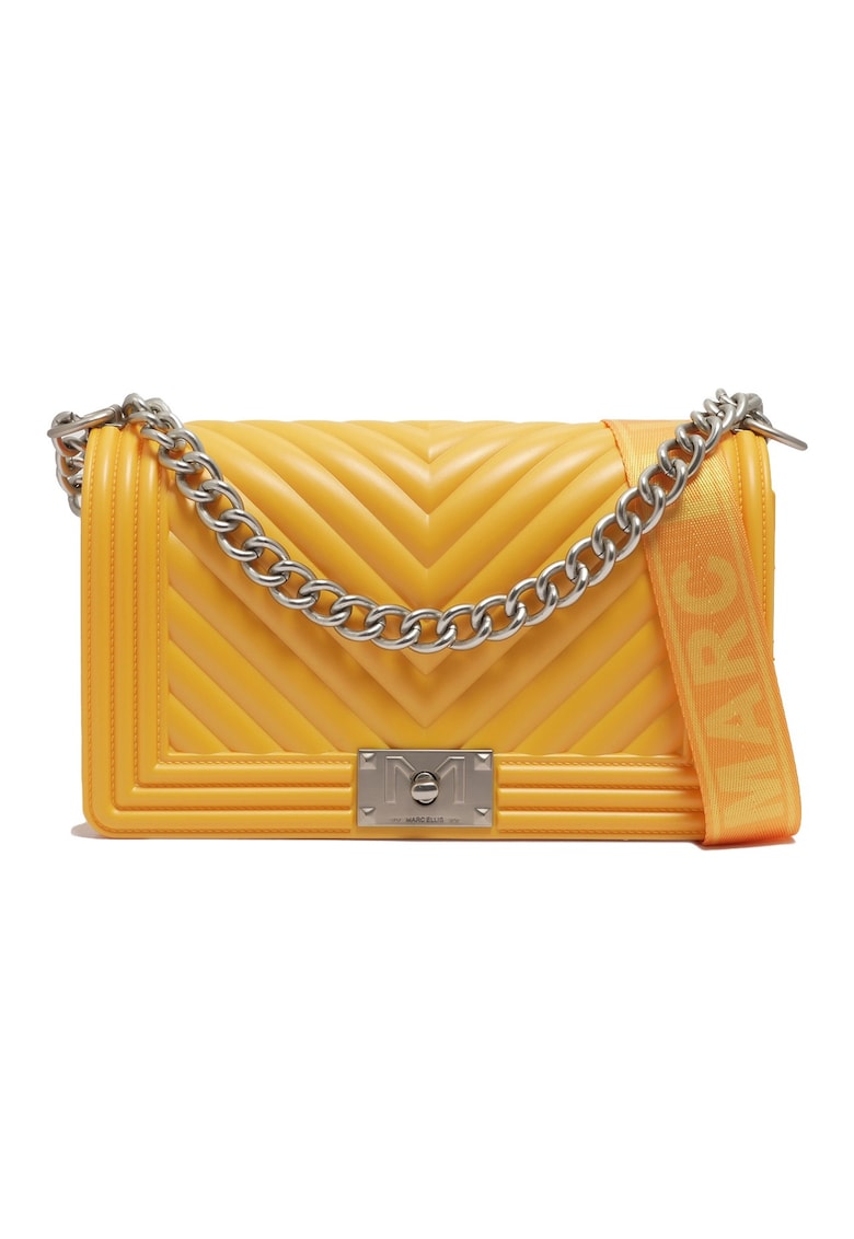 Oferte la Geanta crossbody cu bareta din lant - Galben/Argintiu