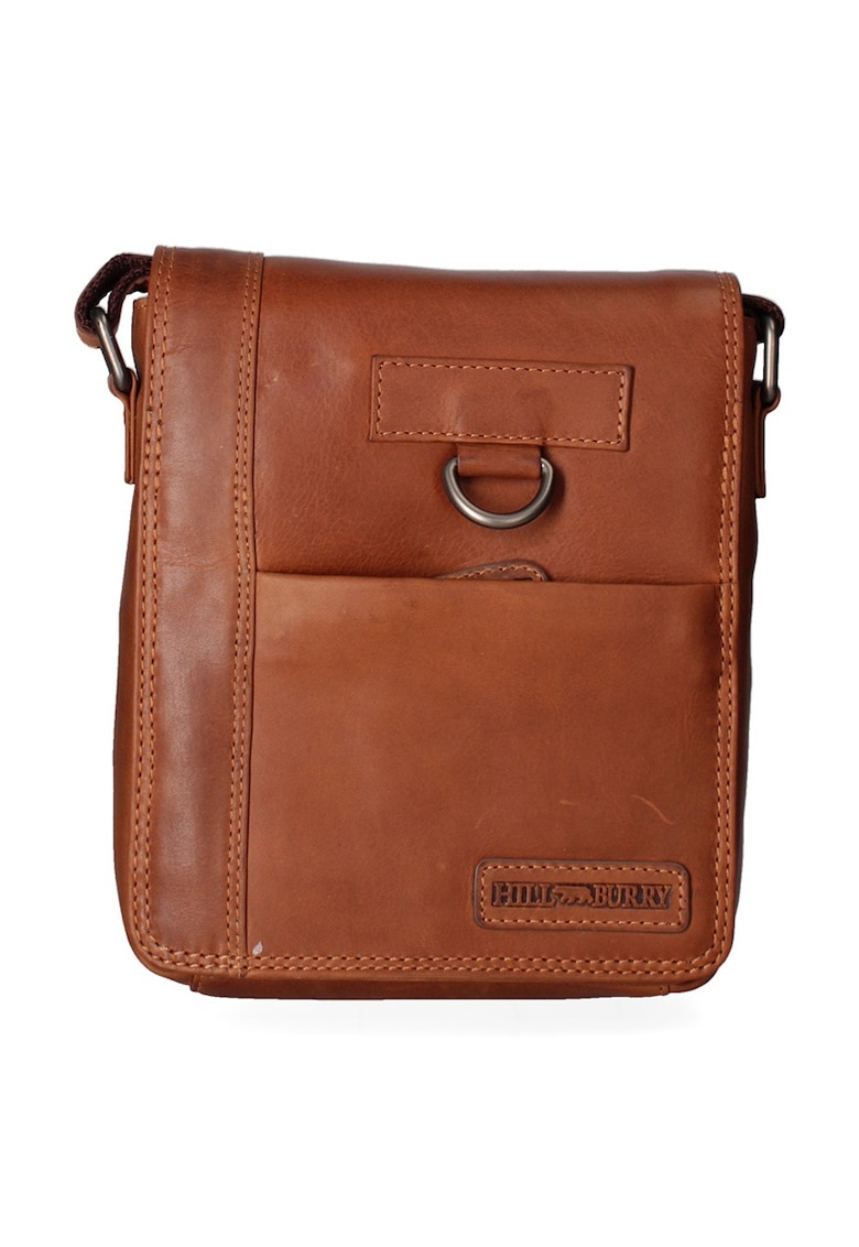 Oferte la Geanta crossbody unisex de piele - Coniac