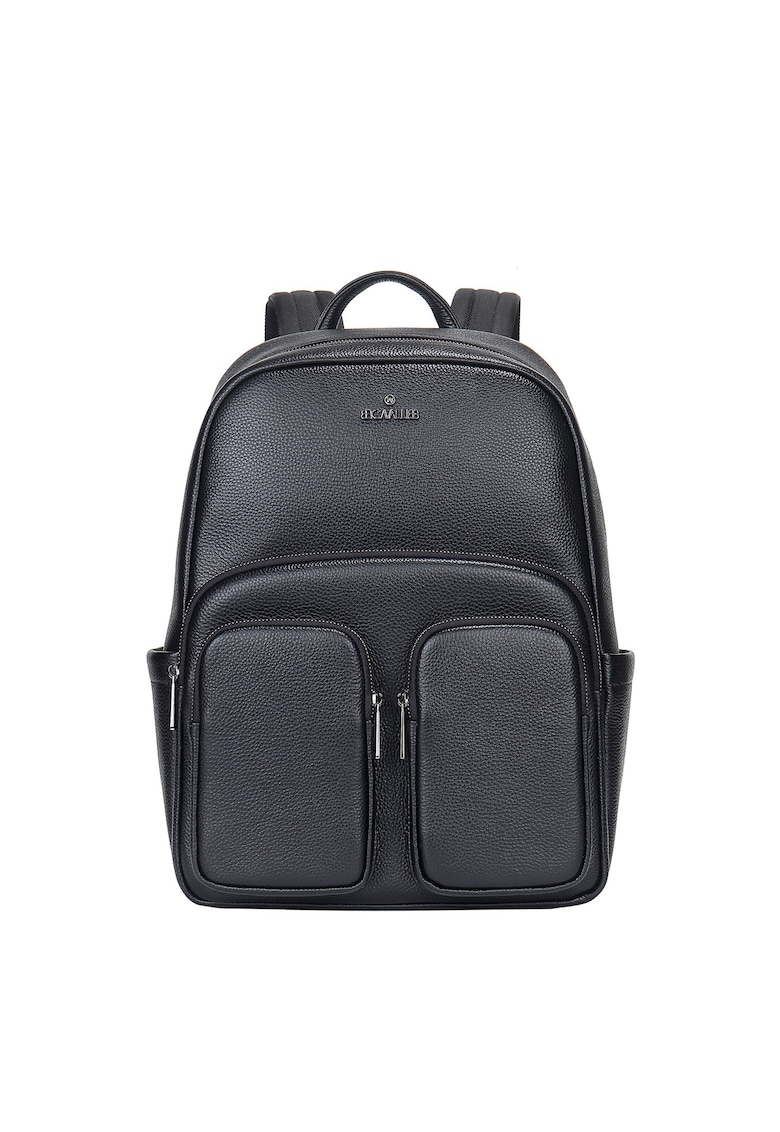 Oferte la Rucsac unisex de piele cu un compartiment pentru laptop - Negru