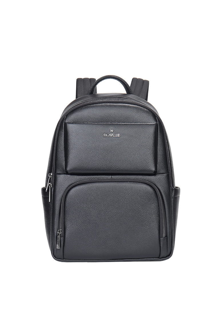 Oferte la Rucsac unisex de piele cu un compartiment pentru laptop - Negru