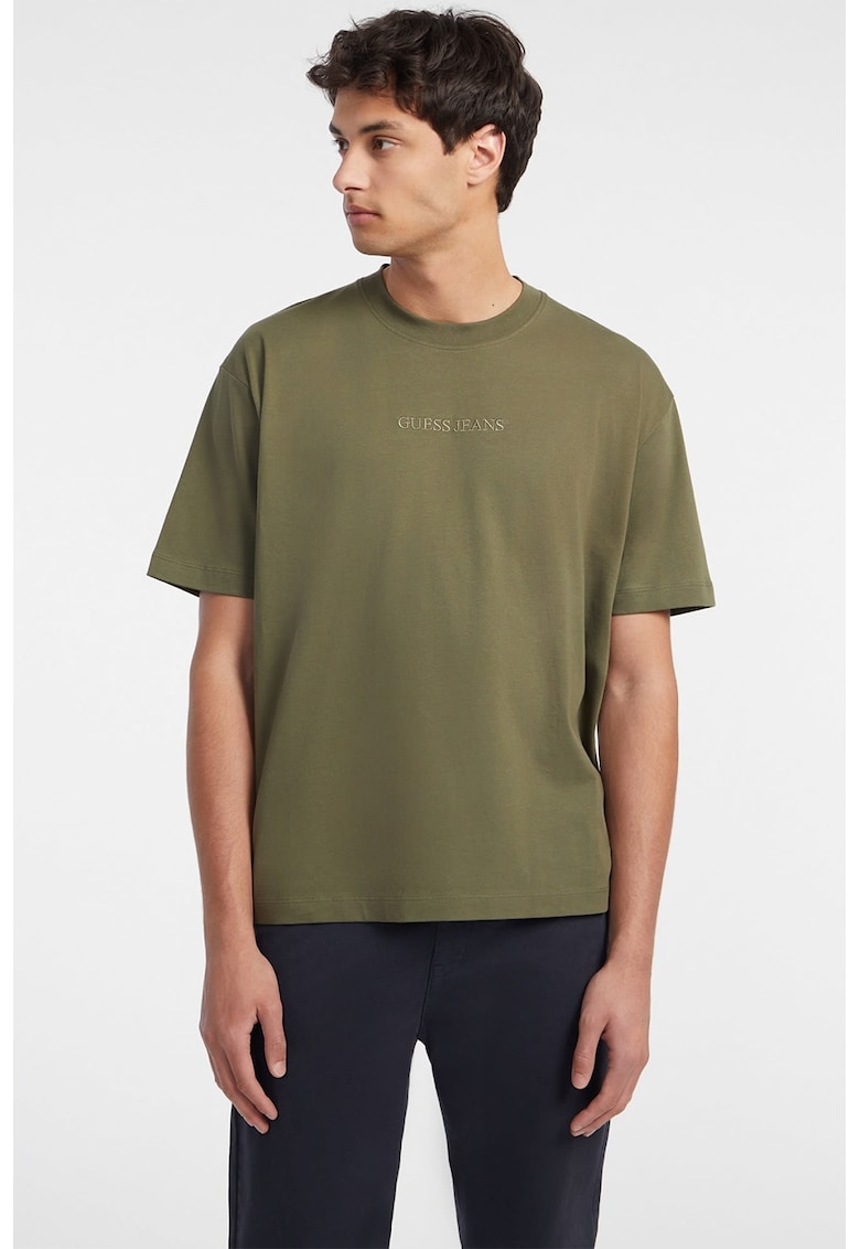 Oferte la Tricou supradimensionat din bumbac cu broderie logo - Kaki