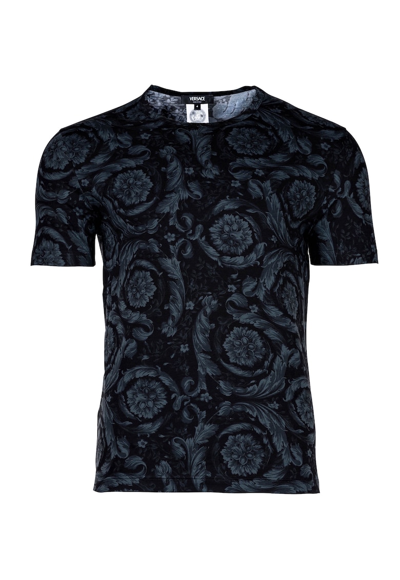 Oferte la Tricou din amestec de bumbac organic cu model floral 48283 - Negru/Gri