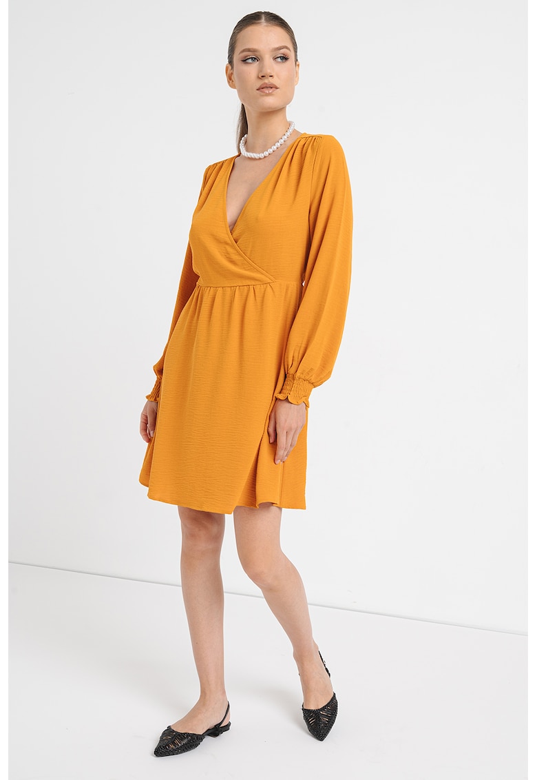 Oferte la Rochie mini evazata cu decolteu cache coeur Gaja - Portocaliu stins