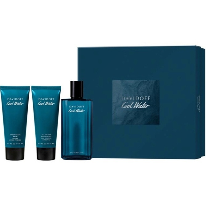 Oferte la Set Cadou Davidoff Cool Water, Barbati Apa de Toaleta, 125 ml + Gel de Dus 75 ml + After Shave Balsam, 75 ml (Continut set: 125 ml Apa de Toaleta + 75 ml Gel de Dus + 75 ml After Shave Balsam)