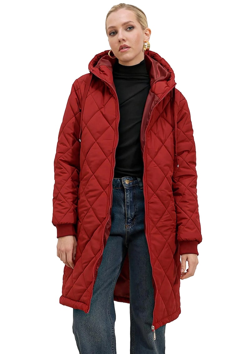 Oferte la Geaca lunga dama - HiCCUP - Poliester - Visiniu