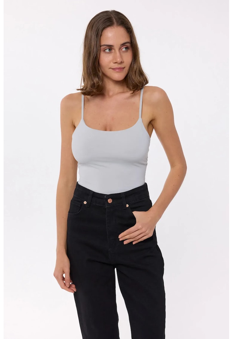 Body simplu - bretele fine - gri - tesut
