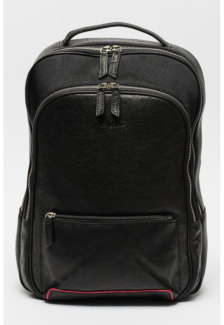 Oferte la Rucsac din piele cu buzunare exterioare - Rosu/Negru