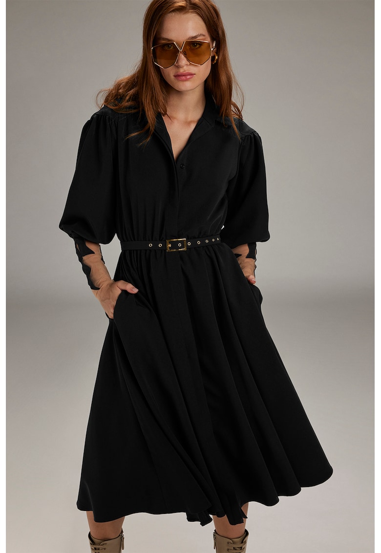 Oferte la Rochie evazata cu decolteu in V - Negru