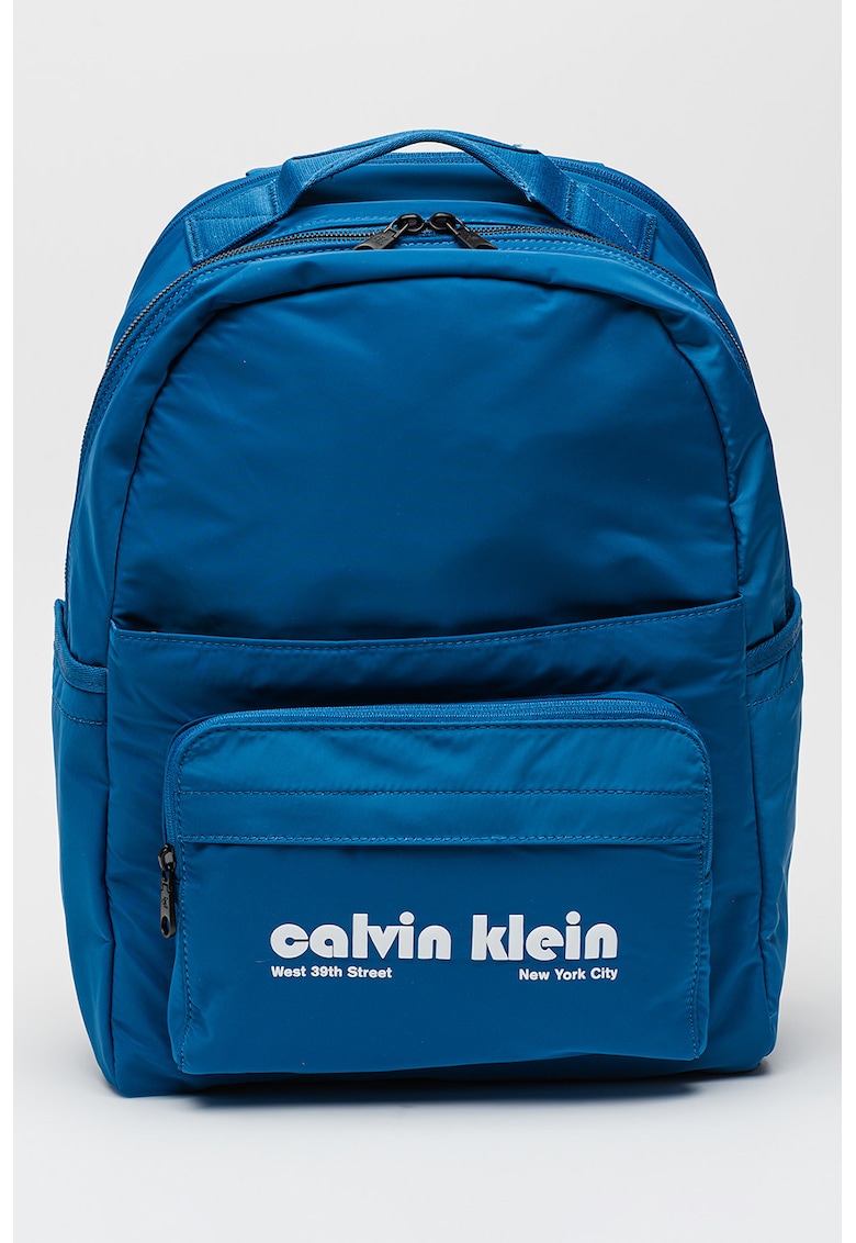 Oferte la Rucsac cu imprimeu logo si buzunar exterior - Albastru