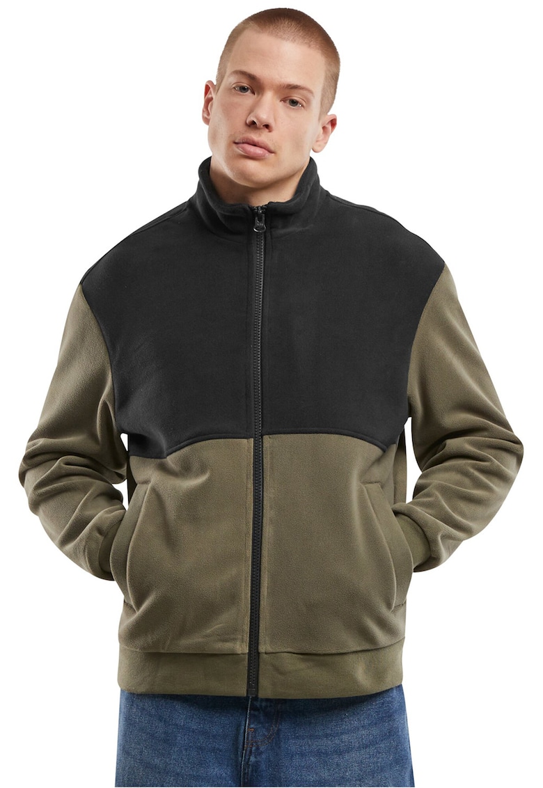 Oferte la Jacheta colorblock cu buzunare laterale - Negru/Verde masliniu