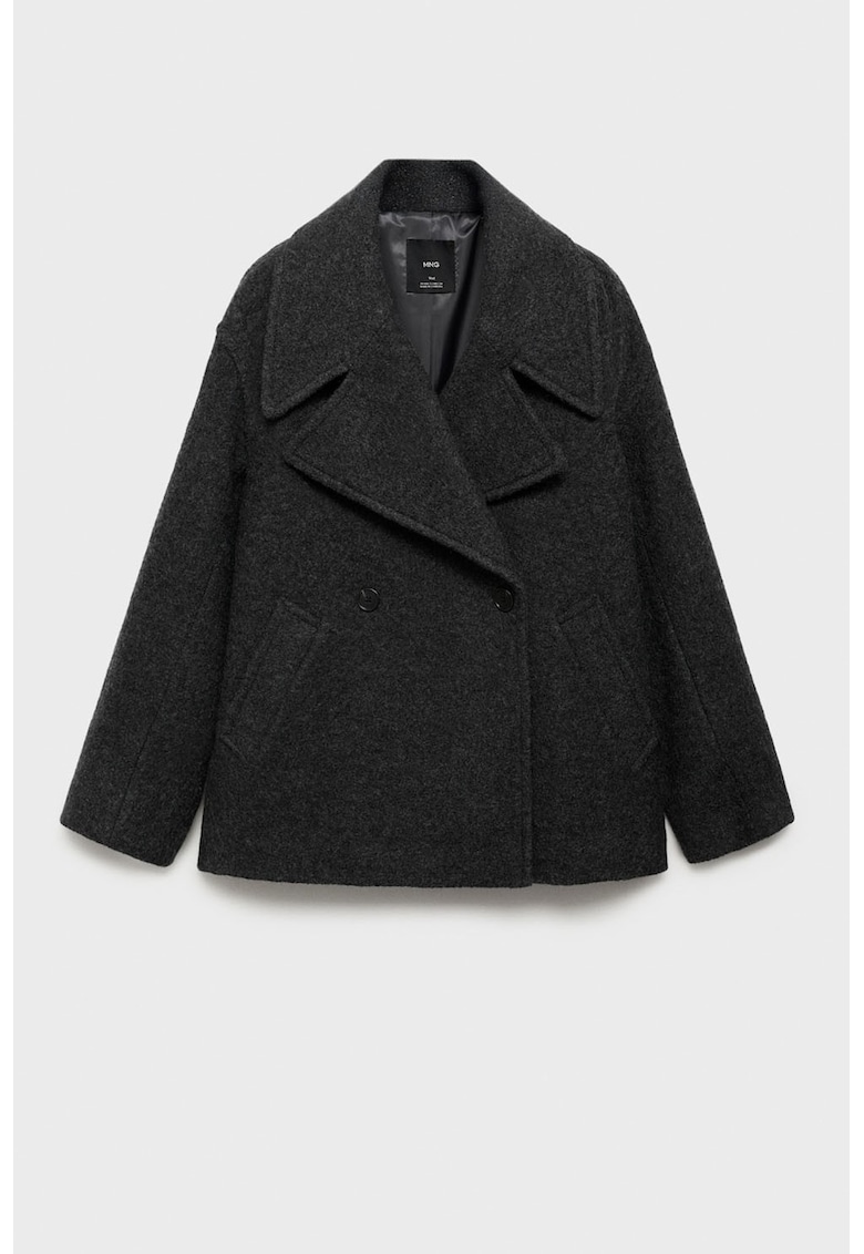Oferte la Palton din amestec de lana cu revere decupate - Negru stins