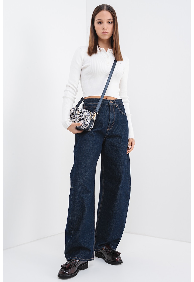 Oferte la Pulover crop din amestec de bumbac organic - Alb