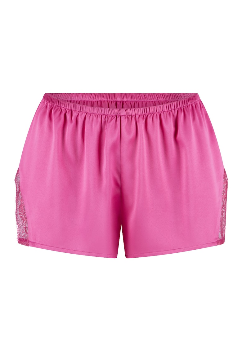 Oferte la Pantaloni scurti de pijama din satin cu garnituri din dantela - Roz