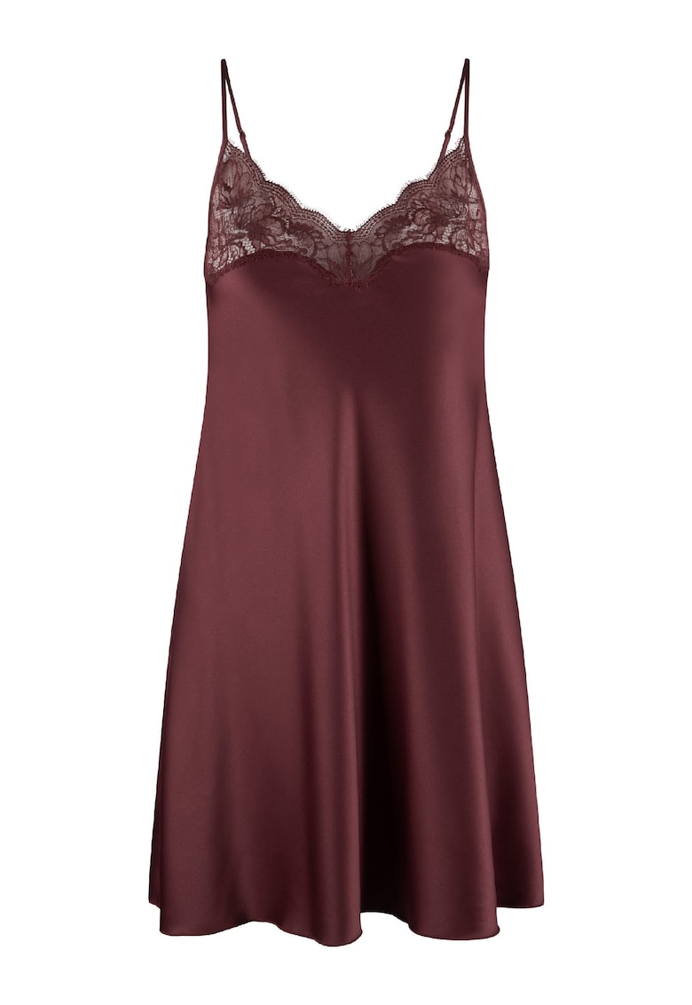 Oferte la Neglijeu din satin cu garnituri din dantela - Visiniu
