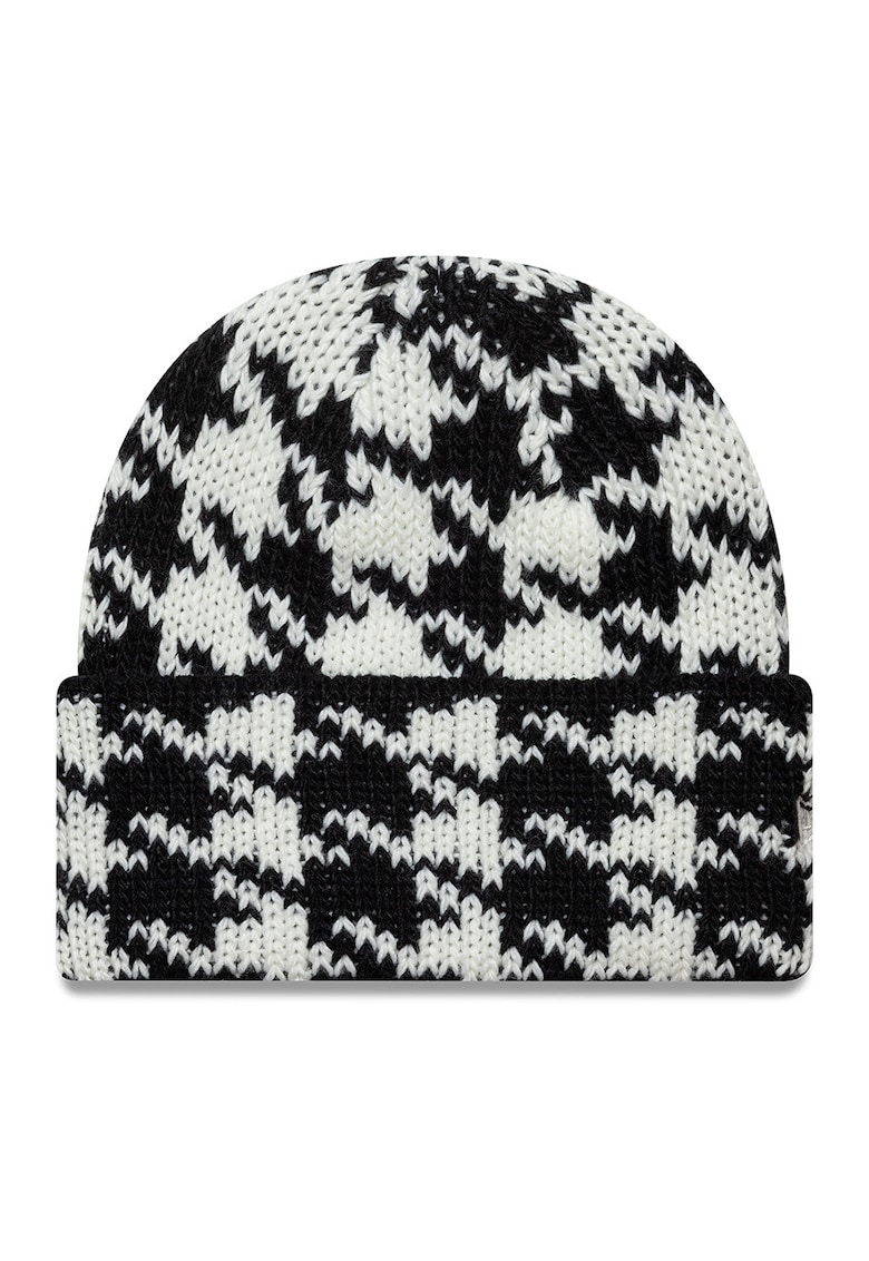 Oferte la Caciula tricotata cu model houndstooth - Alb/Negru