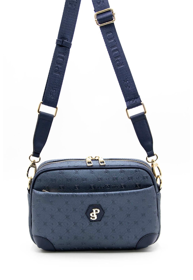 Oferte la Geanta crossbody de piele ecologica cu model logo - Albastru