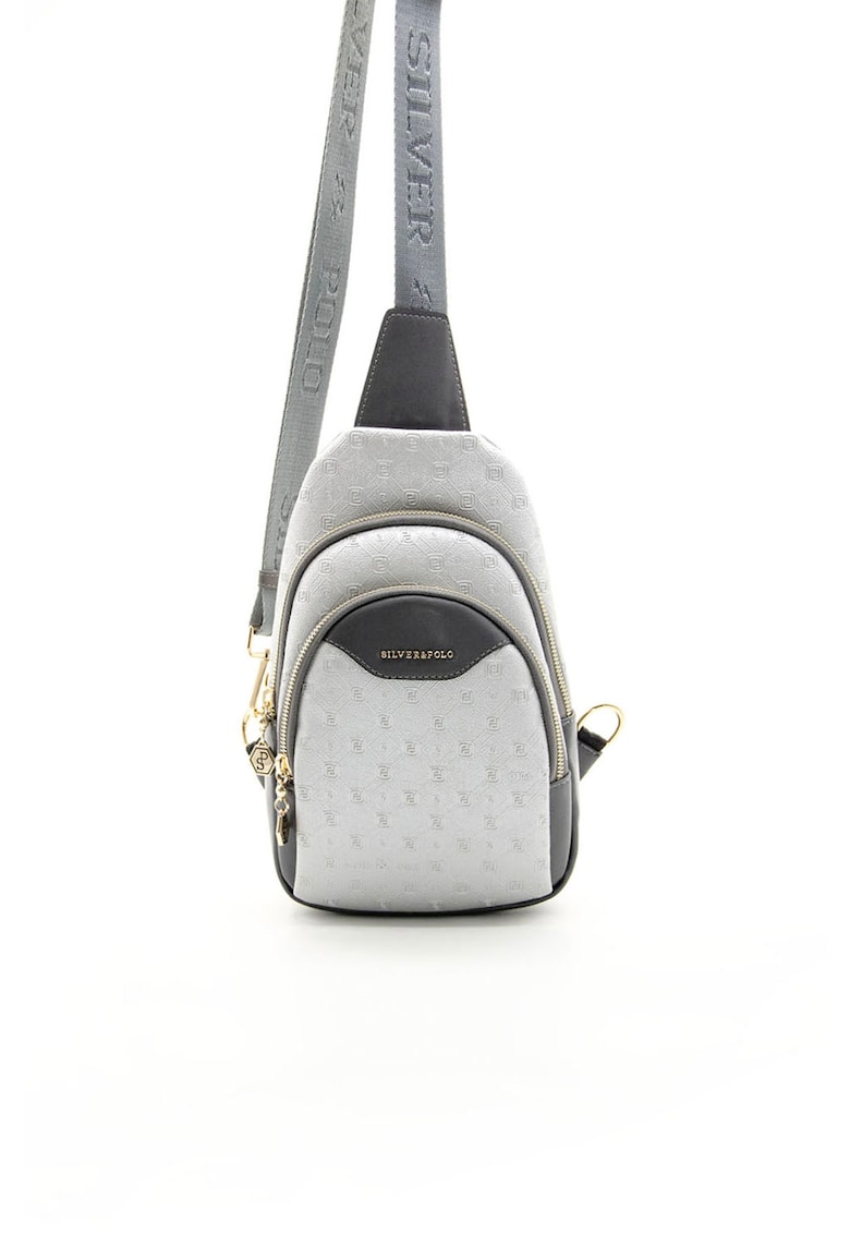 Oferte la Geanta crossbody cu model logo - Gri - 30X22X8