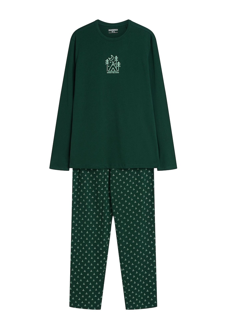 Oferte la Pijamale barbati  verde inchis - bumbac - maneca lunga - pantaloni lungi