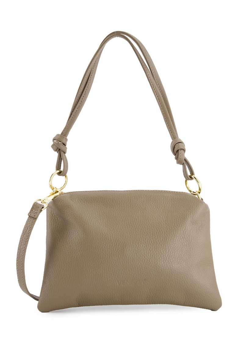 Oferte la Geanta crossbody  din piele naturala - maro - 20x28x4cm - cu manere decorative - curea detasabila - lungime maxima 128cm.