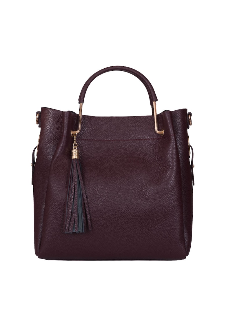 Oferte la Geanta Fabiana din piele naturala pentru dama - Visiniu - 32x32cm