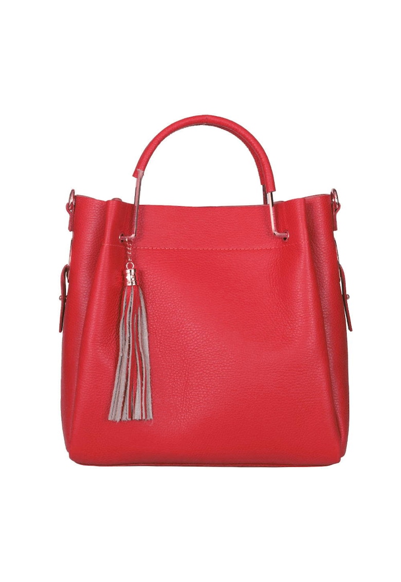 Oferte la Geanta Fabiana din piele naturala pentru dama - Rosu - 32x32cm