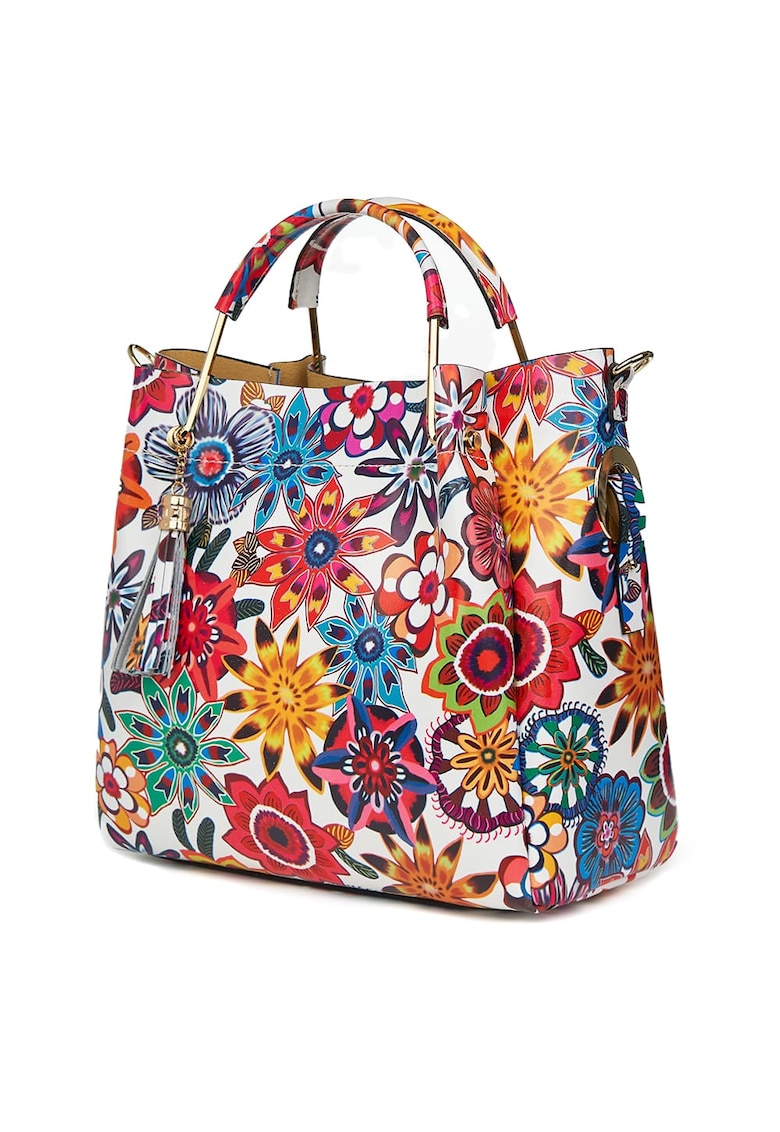 Oferte la Geanta Fabiana din piele naturala pentru dama - Flori - 32x32cm