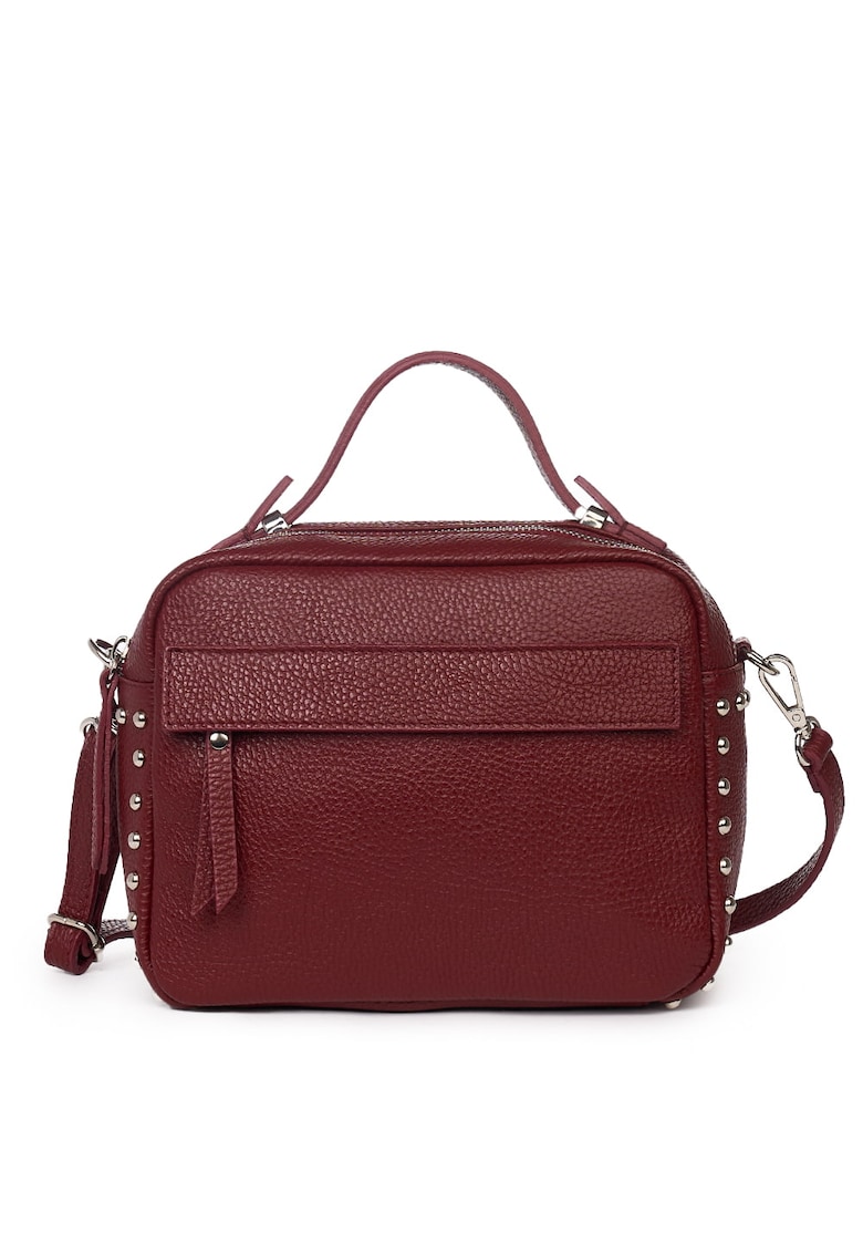 Oferte la Poseta dama din piele naturala - Visiniu - 18x24x12cm