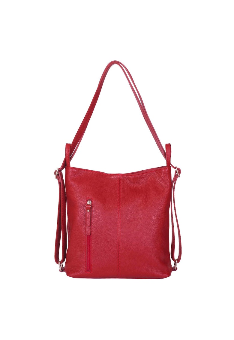 Oferte la Geanta rucsac 2-in-1 din piele naturala Alesandra - Rosu