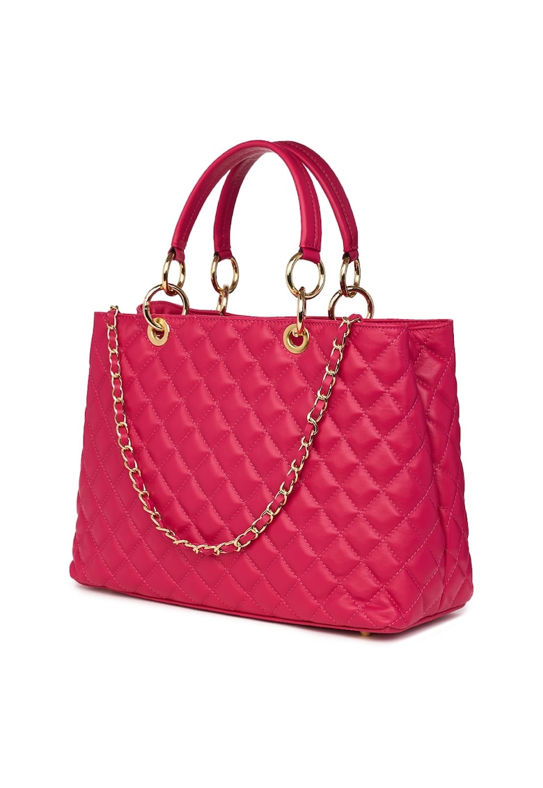 Oferte la Geanta din piele matlasata Gisella verde - Fucsia